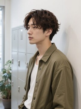 エイチ メンズ(H) メンズショート坊主波巻きパーマスパイラルパーマメンズマッシュ