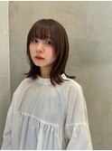 暗めカラー/姫カットレイヤー/マロンベージュ/くすみベージュ