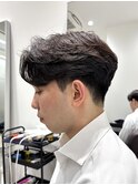 毛流れセンターパートニュアンスパーマカルマヘアメンズパーマ
