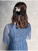 ハーフアップヘアアレンジハーフアップヘアセット結婚式ゲスト
