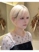 レイヤーショート/ハッシュボブ/グレーブラウン/顔周り/原宿0325