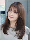 コテ巻き風パーマ韓国風パーマセミロングパーマ前髪パーマ