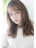 アジールヘア 所沢プロペ通り店(agir hair) ロングフェイスレイヤー10代20代30代ミルクティーカラー