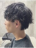 メンズ/アップバング/ツーブロックマッシュ/束感ショート波巻き