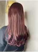 韓国ヘア 赤髪 ラズベリーカラー イルミナカラー ブリーチ