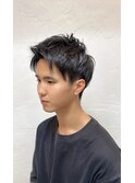 爽やかツーブロショート　フェード　黒髪　ビジネス