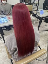 アジールヘア 所沢プロペ通り店(agir hair) ロングレイヤーカットデザインカラーチェリーレッドブリーチ所沢
