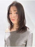 カーキベージュレイヤーロングイメチェンこなれミディ_F10320