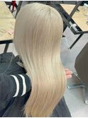 12859髪質改善金髪ホワイトブロンドマロンベージュストレート