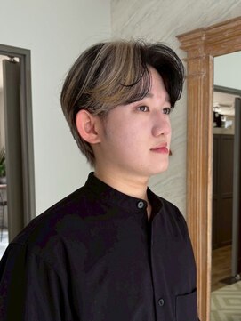 ファルファラ(farfara) メンズ/逆フェイスフレーミングカラー/ブロンドベージュ