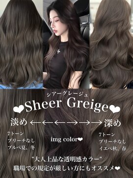 アマトウキョウスマートサロン(AMA TOKYO×Smart Salon) シアーグレージュ　ブリーチなし　レイヤー　透明感カラー