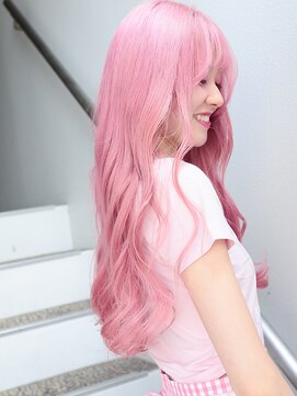 プネル 渋谷(PUNEL) 渋谷　ペールピンク　韓国ヘア　ロングレイヤー　ケアブリーチ