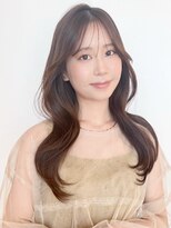 ビーチ(BEACH)&nbsp;★前髪あり韓国レイヤーミルクブラウンくびれヘアダークパープル