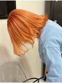 869透明感外国人風カラーオレンジベイビーピンクネオンカラー
