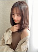 ベージュカラーシースルー前髪ヨシンモリ美髪ストレートヘア艶髪