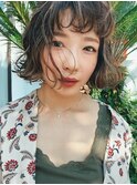イメチェン/レッドブラウン/大人ミディ/フルバング/重めマッシュ