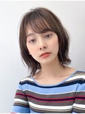 外ハネレイヤー/20代30代40代/グレーベージュ前髪パーマ