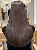 髪質改善顔まわりレイヤーカット酸熱ストレートオリーブベージュ