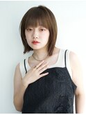 くびれ外ハネヘア*切りっぱなしボブ*前髪ありボブ*白髪染め