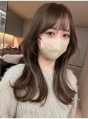 韓国ヘアーハッシュカットレイヤーカットグレージュブリーチ無し