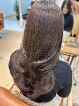 ユニ バイ マグ 長野店(Uni.by Mag) 韓国風ヘアブリーチなし透明感カラーグレージュ