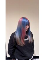 アース 会津若松店(HAIR&MAKE EARTH) ブルーピンクのデザインカラーインナーロング