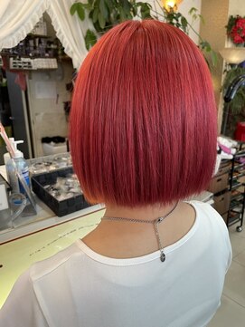 桃の木 ヘアー(桃の木 hair) 派手髪×レッドカラー