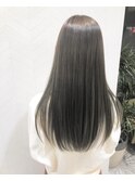 ブリーチなし×グレージュ×ラウンドカット