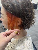 アンプヘアー 二条店(unpeu hair) イヤリングカラー×オレンジ