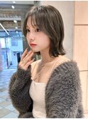 ボブ　顔まわり　グレージュ
