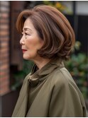 ☆シースルーバング小顔ウルフミディ黒髪メルティカラーボブ