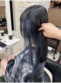 ブルーブラックインナーカラーブルージュケアブリーチ