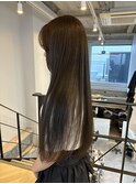 ブリーチなしオリーブグレージュ透明感カラーベージュレイヤー