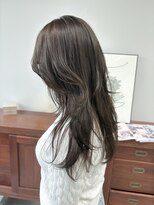 ヘアー アイス 御器所本店(HAIR ICI) ブリーチなし暗めカラーオリーブグレー秋カラー冬カラーレイヤー