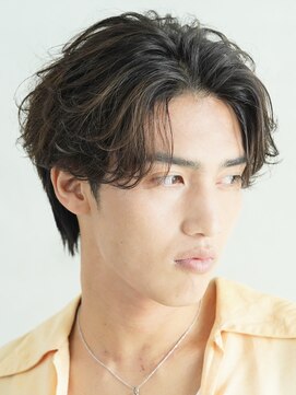 フィフス 渋谷(fifth) シースルーフェザーパーマセンターパートメンズヘアメンズパーマ