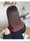 ハイライトデザインカラーカシスピンクレイヤーカット