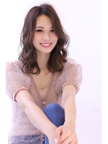 オーロ 宝塚店(ORO)&nbsp;ネイビーカラーの大人かわいいブランジュ小顔くびれセミディ