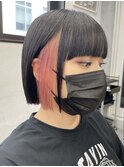 グレーベージュ_レイヤーロング_インナーカラーイヤリングカラー