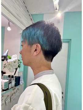 マティーナ ヘアー 池袋(Matina hair) 【デザインカラー×水色×アシンメトリー】20代30代40代50代