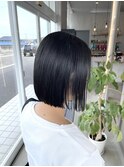 ボブ小顔ショート切りっぱなし地毛風カラーアッシュ