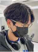 センターパートニュアンスパーマ韓国カルマパーマコンマヘア