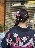 編み下ろし　ヘアセット　卒業式