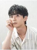 襟足残し短めランダム無造作シャドウパーマ