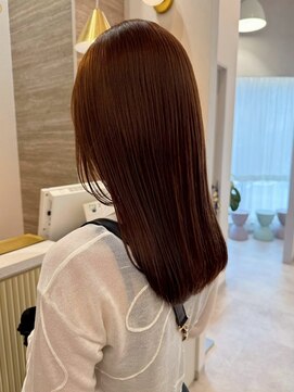 ポジ(poji) ピンクブラウン　艶髪　髪質改善　韓国風　顔まわり　顔周り