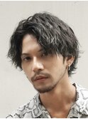 大分ツイストスパイラルパーマメンズパーマセンターパートウルフ
