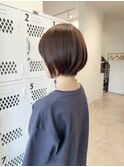 丸みショートボブ×透明感ベージュブラウン塩田9