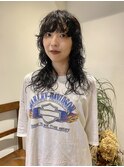 お洒落好き大人向けマッシュウルフレイヤー×ランダムパーマ