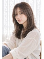 ウルヘアー 緑地公園(ulu hair)&nbsp;セミロングレイヤーカットストレートロングウルフカットベージュ