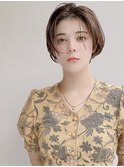 小顔毛先揺れショートボブ