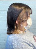 20代、30代切りっぱなしボブインナーカラー